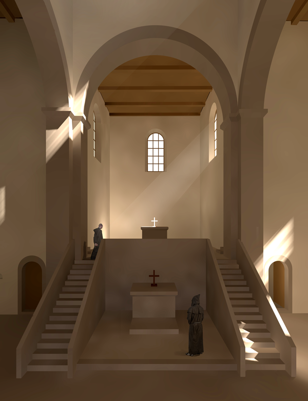 Lenz, Stiftung, Goseck, Kloster, Kirche, Rekonstruktion, Visualisierung, Rendering, Ausstellung