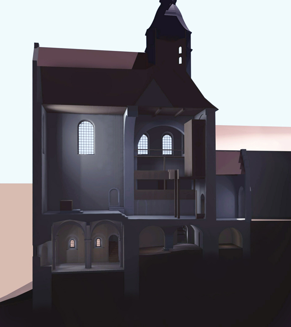 Lenz, Stiftung, Goseck, Kloster, Kirche, Rekonstruktion, Visualisierung, Rendering, Ausstellung