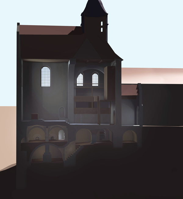 Lenz, Stiftung, Goseck, Kloster, Kirche, Rekonstruktion, Visualisierung, Rendering, Ausstellung
